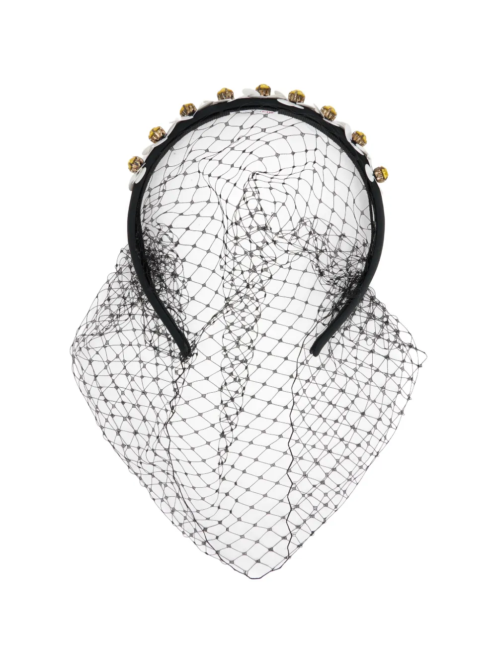 RED(V) floral net hairband - Nero