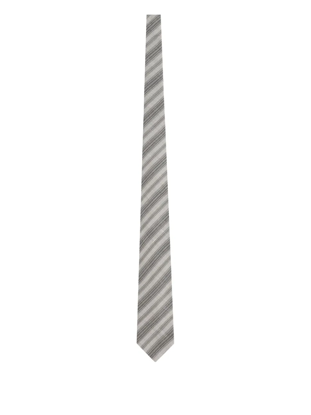 Zegna Striped Silk Tie In Gray