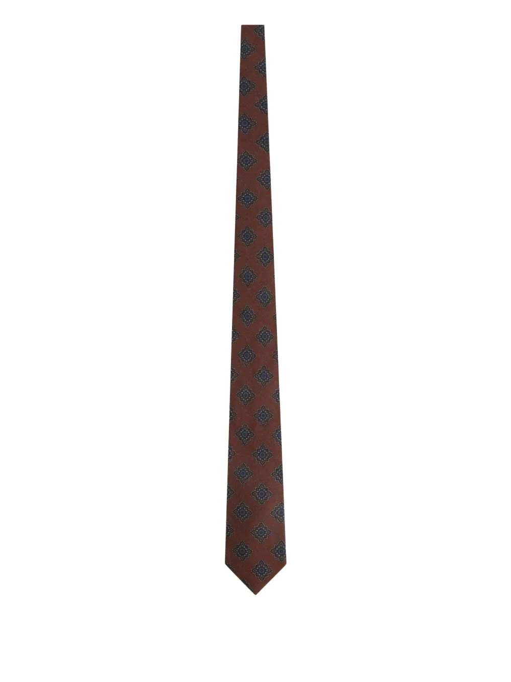 Zegna Patterned Wool Tie In Brown