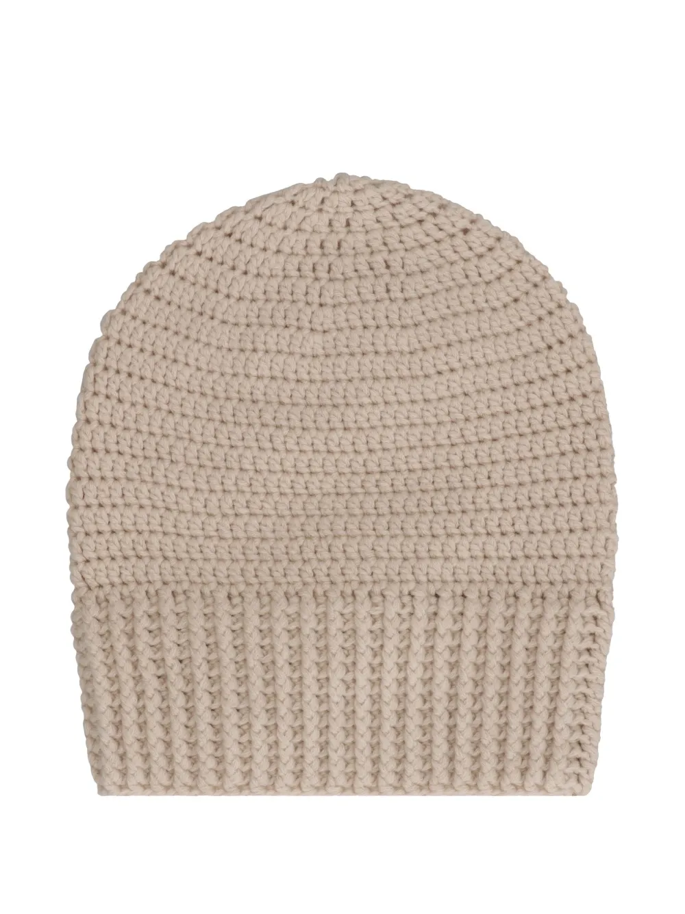 crochet-knit beanie