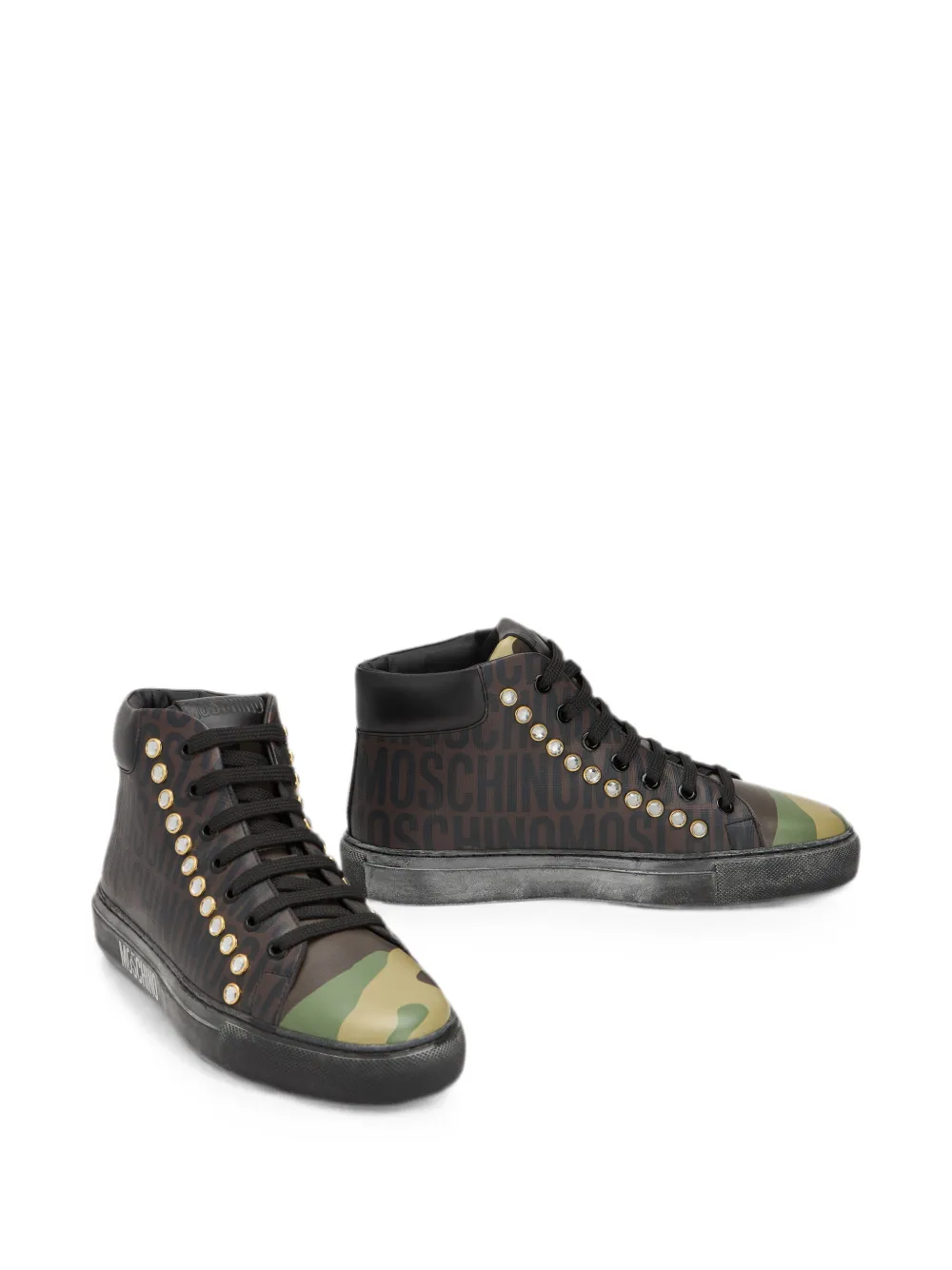 Moschino logo-print crystal-embellished sneakers Zwart