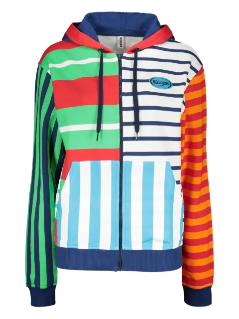 Moschino striped zip-up hoodie