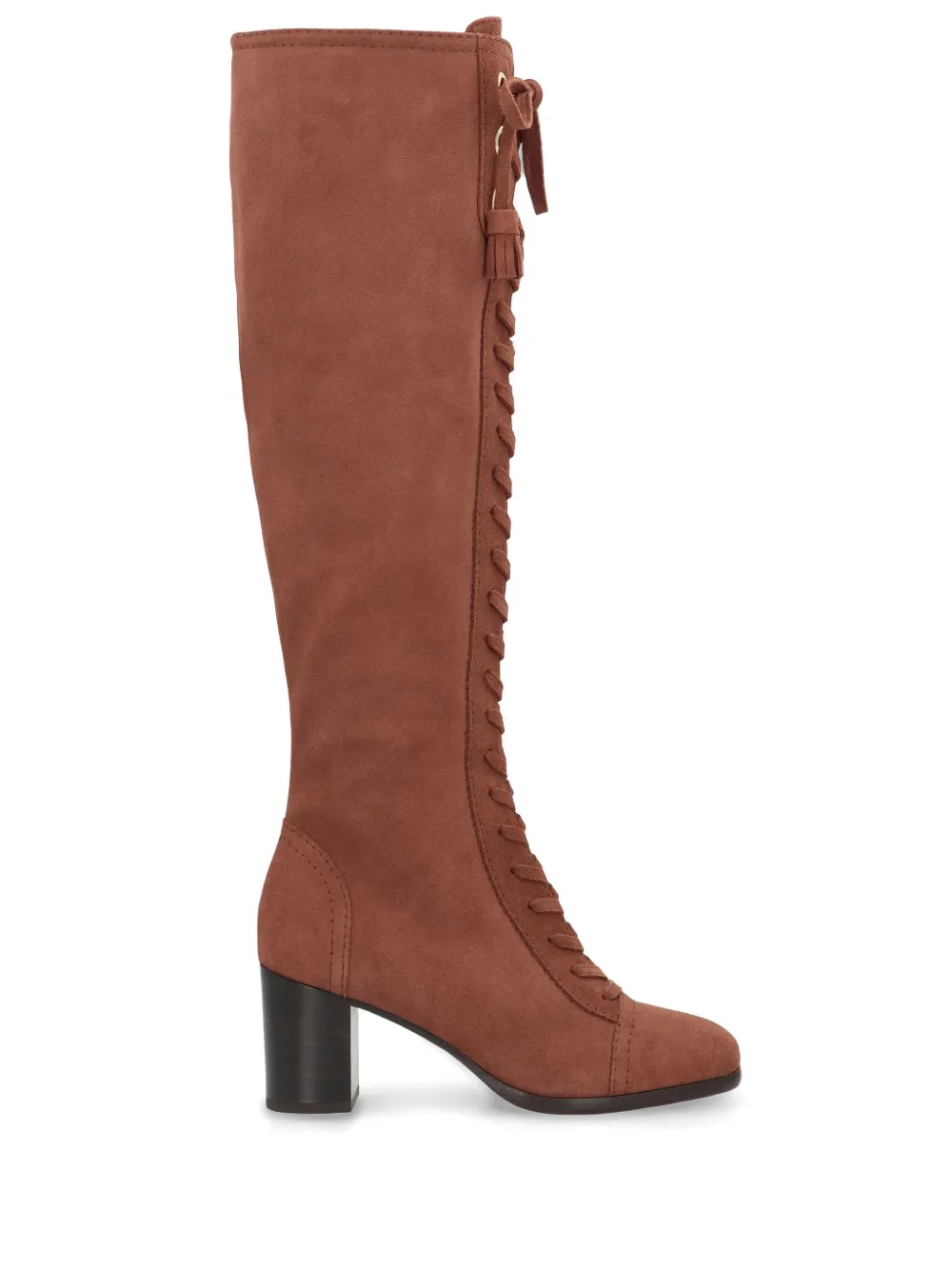 Alberta Ferretti Suede Knee High Boots In Brown