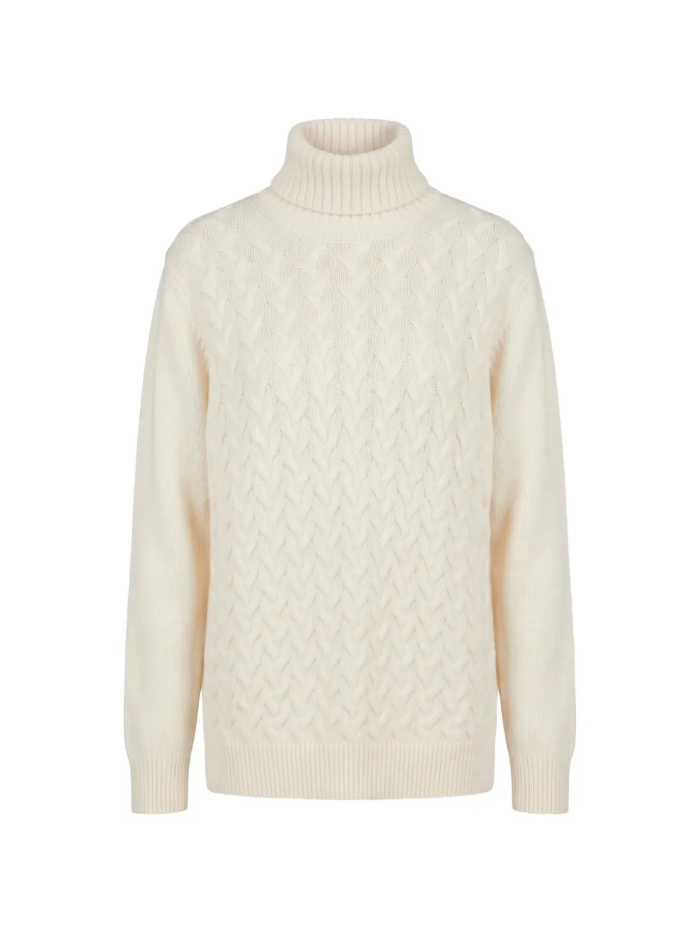 Moorer Cable-knit Roll-neck Sweater In White