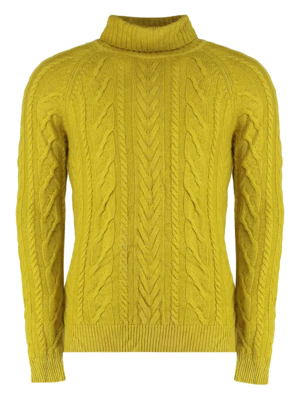 Moorer Cashmere Roll-neck Sweater in Yellow