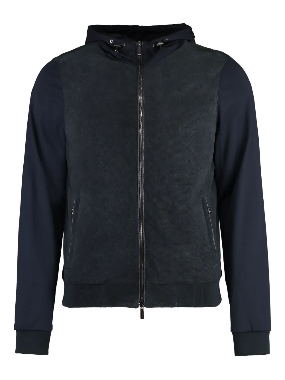 Moorer leather-panel hooded jacket Blauw