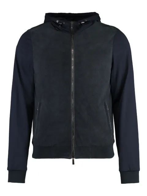 Moorer leather-panel hooded jacket
