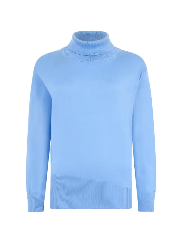 Moorer Ribbed Roll-neck Sweater in Blue