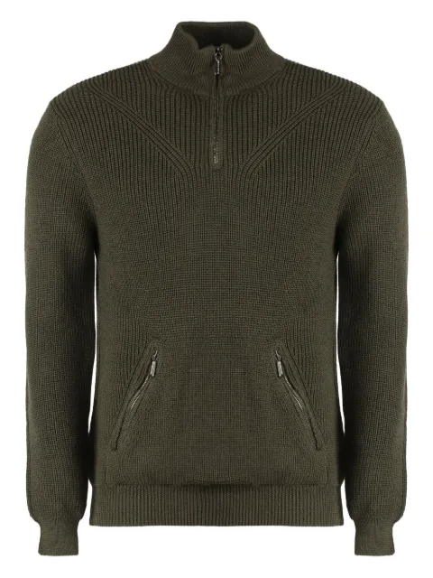 Moorer ribbed-knit half-zip pullover