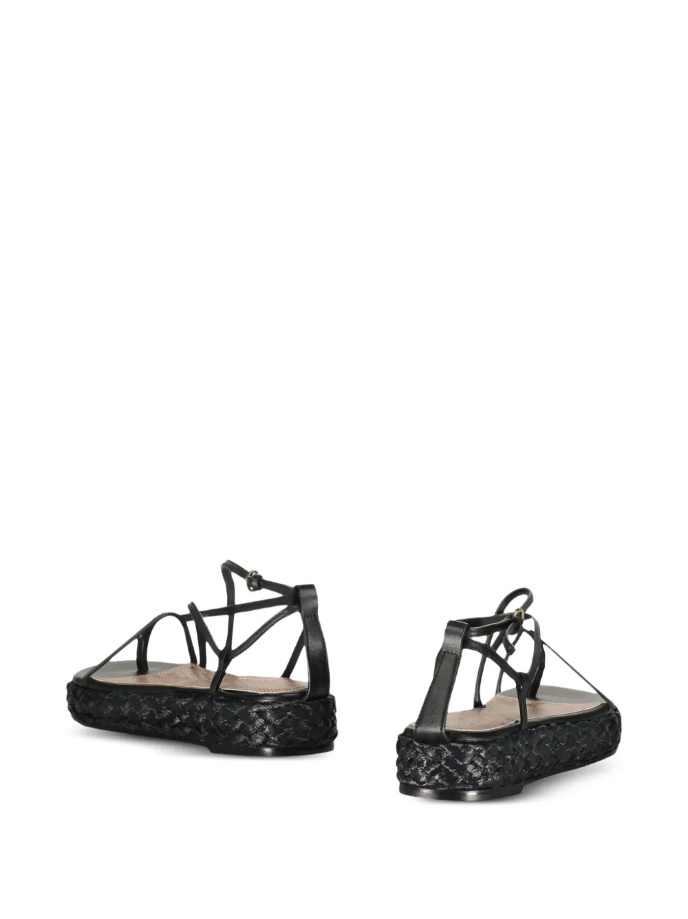 RED(V) braided-sole cage-strap sandals Zwart