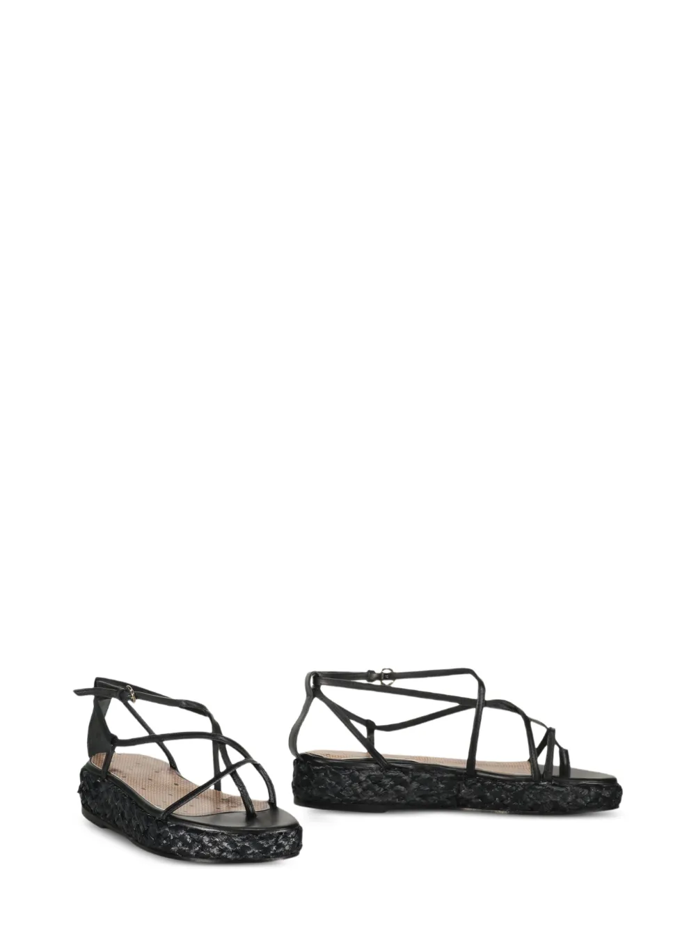 RED(V) braided-sole cage-strap sandals Zwart