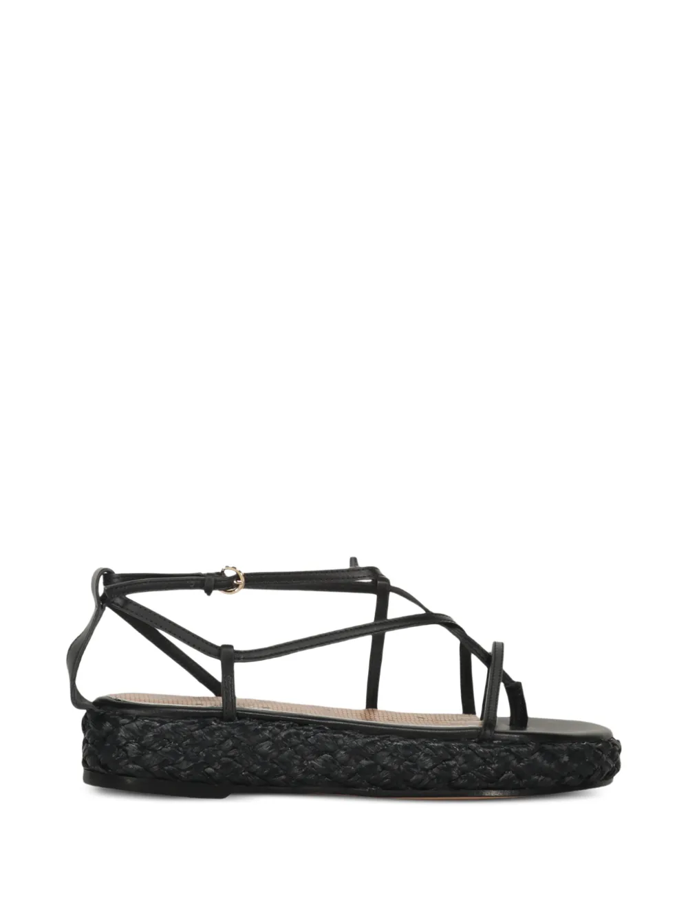 RED(V) braided-sole cage-strap sandals Zwart