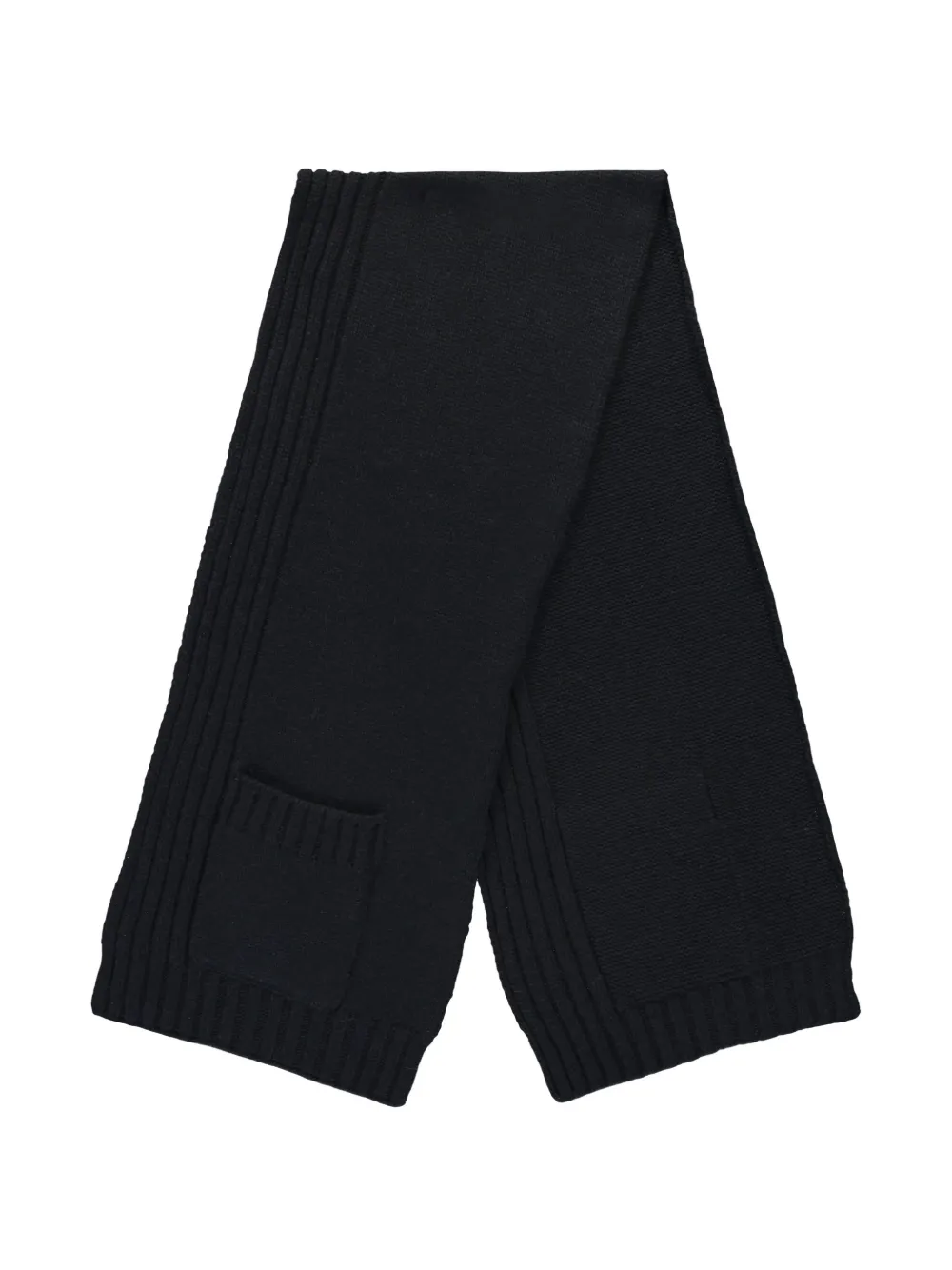 Moorer Pocket Ribbed Scarf In Black