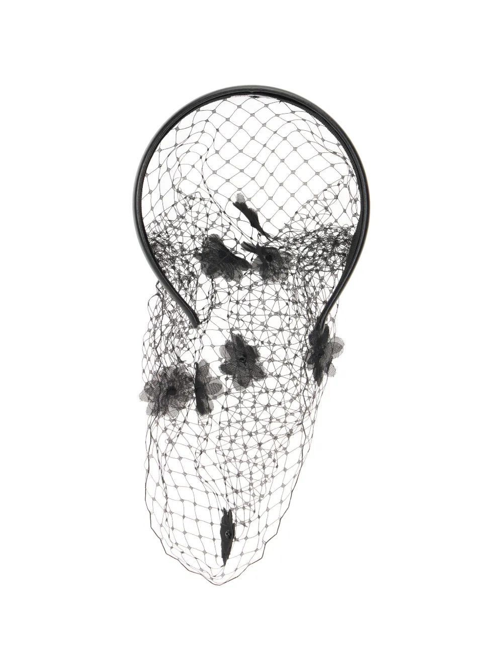RED(V) floral net hairband - Nero