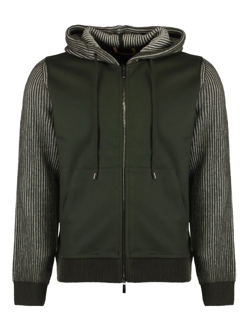 Moorer ribbed-cuff zip-up hoodie Groen