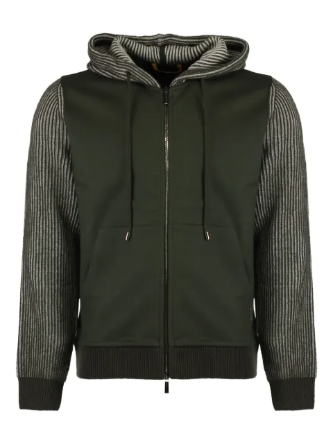 Moorer ribbed-cuff zip-up hoodie