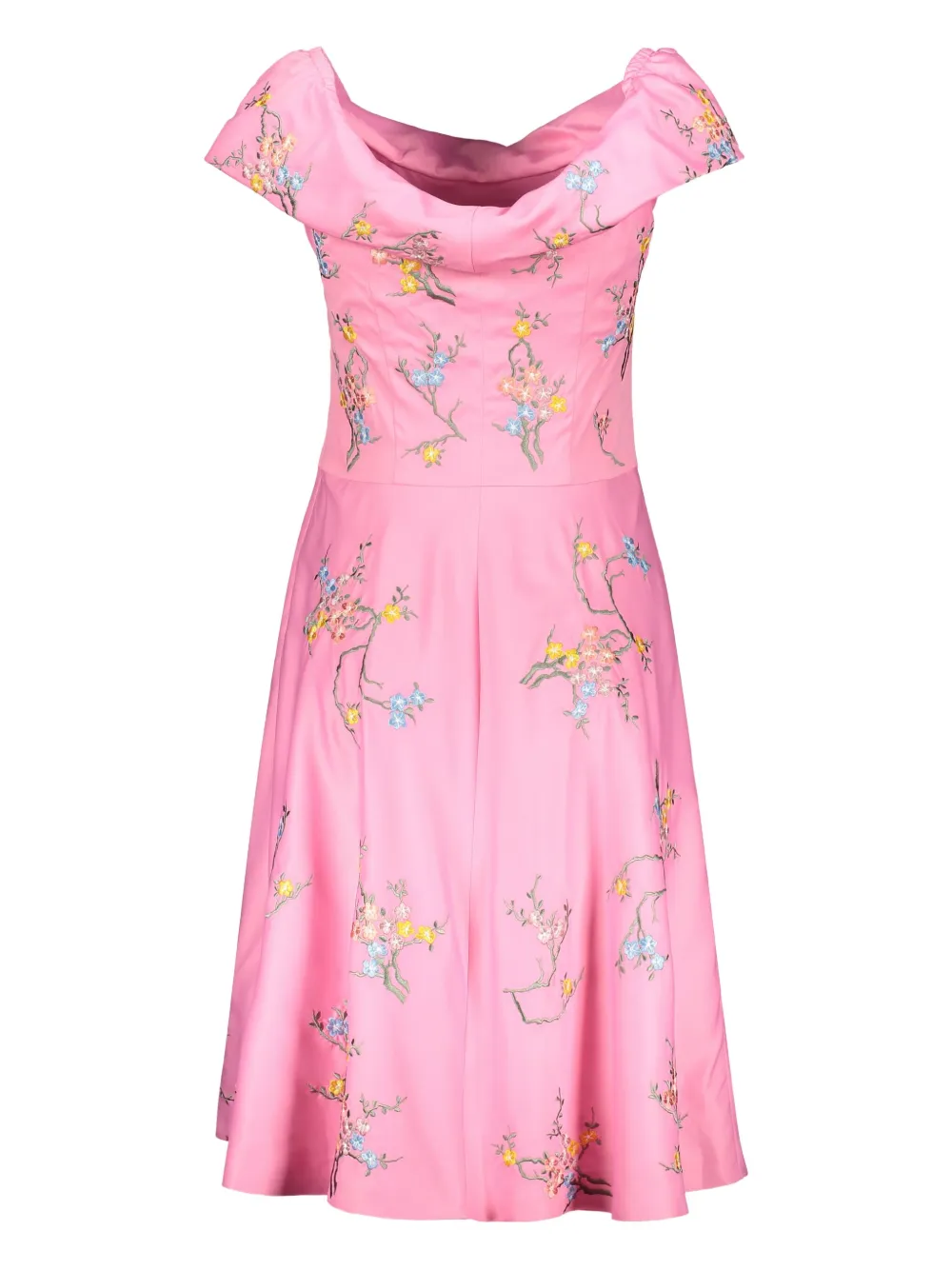 Moschino Jurk met geborduurde bloemen - Roze