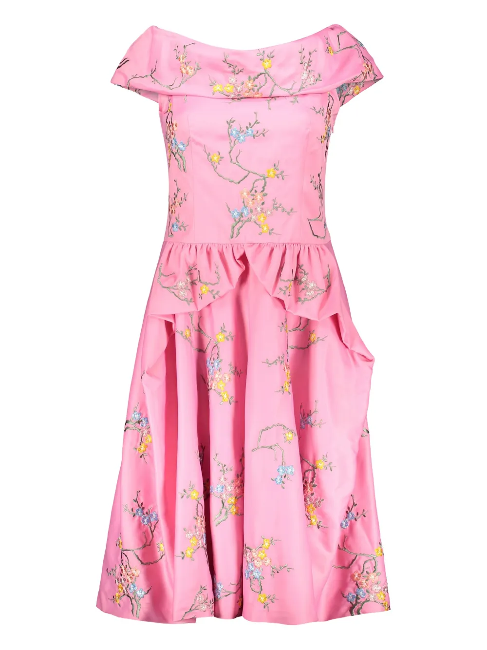 Moschino Jurk met geborduurde bloemen Roze