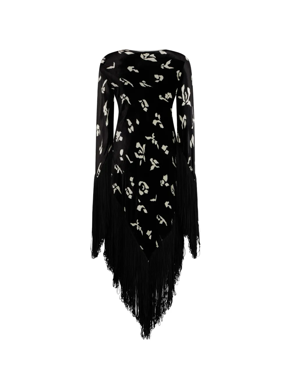 Philosophy Di Lorenzo Serafini fringed floral midi dress - Zwart