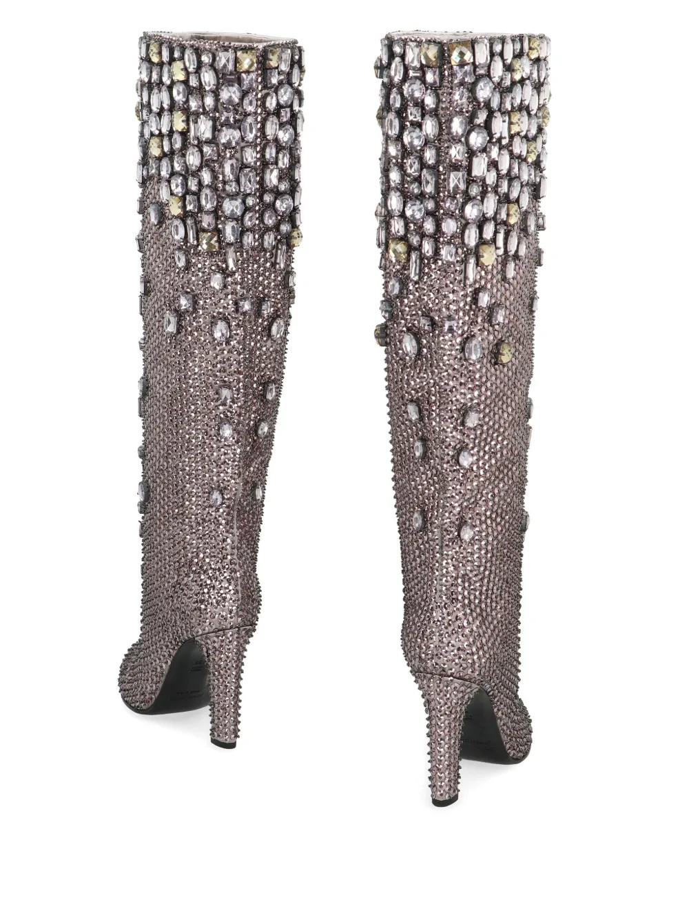 Alberta Ferretti Knee-high Boots With Studs And Crystals In Silver