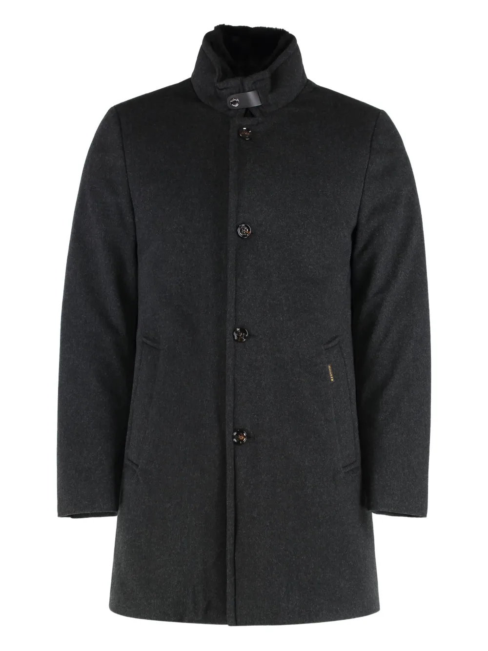 Moorer Bond-Fur-Cs high-neck button overcoat | Black | Image 1