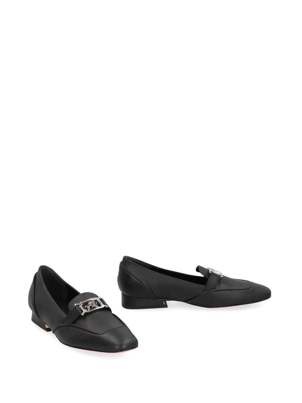 Alberta Ferretti metal-logo loafers - Zwart