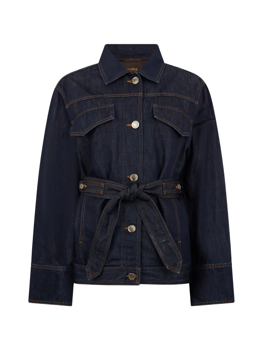 Moorer belted denim jacket - Blu