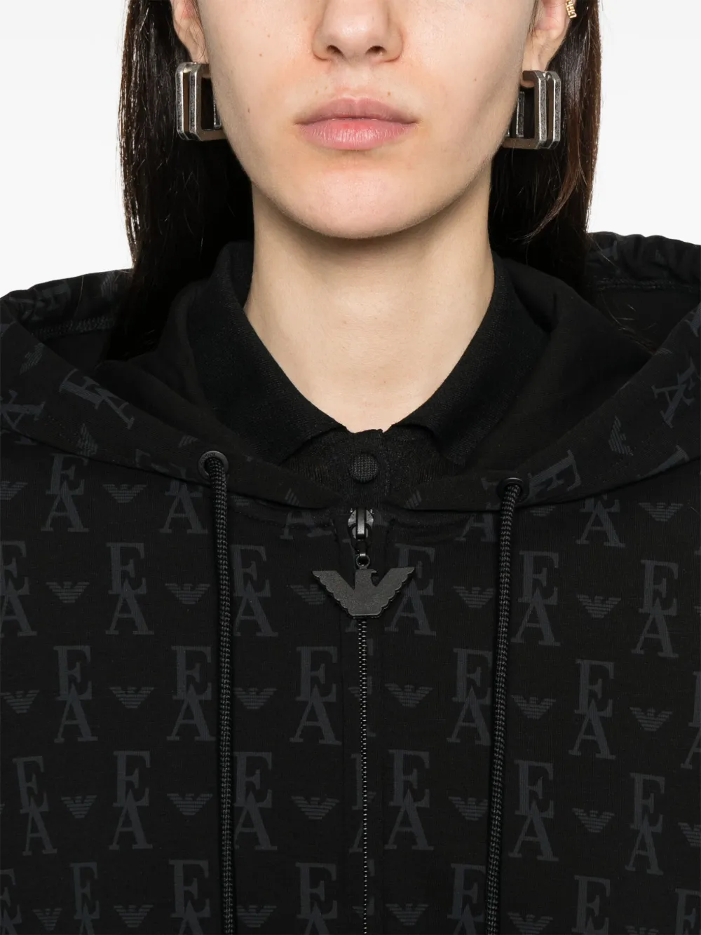 Shop Emporio Armani Logo-print Hoodie In Black
