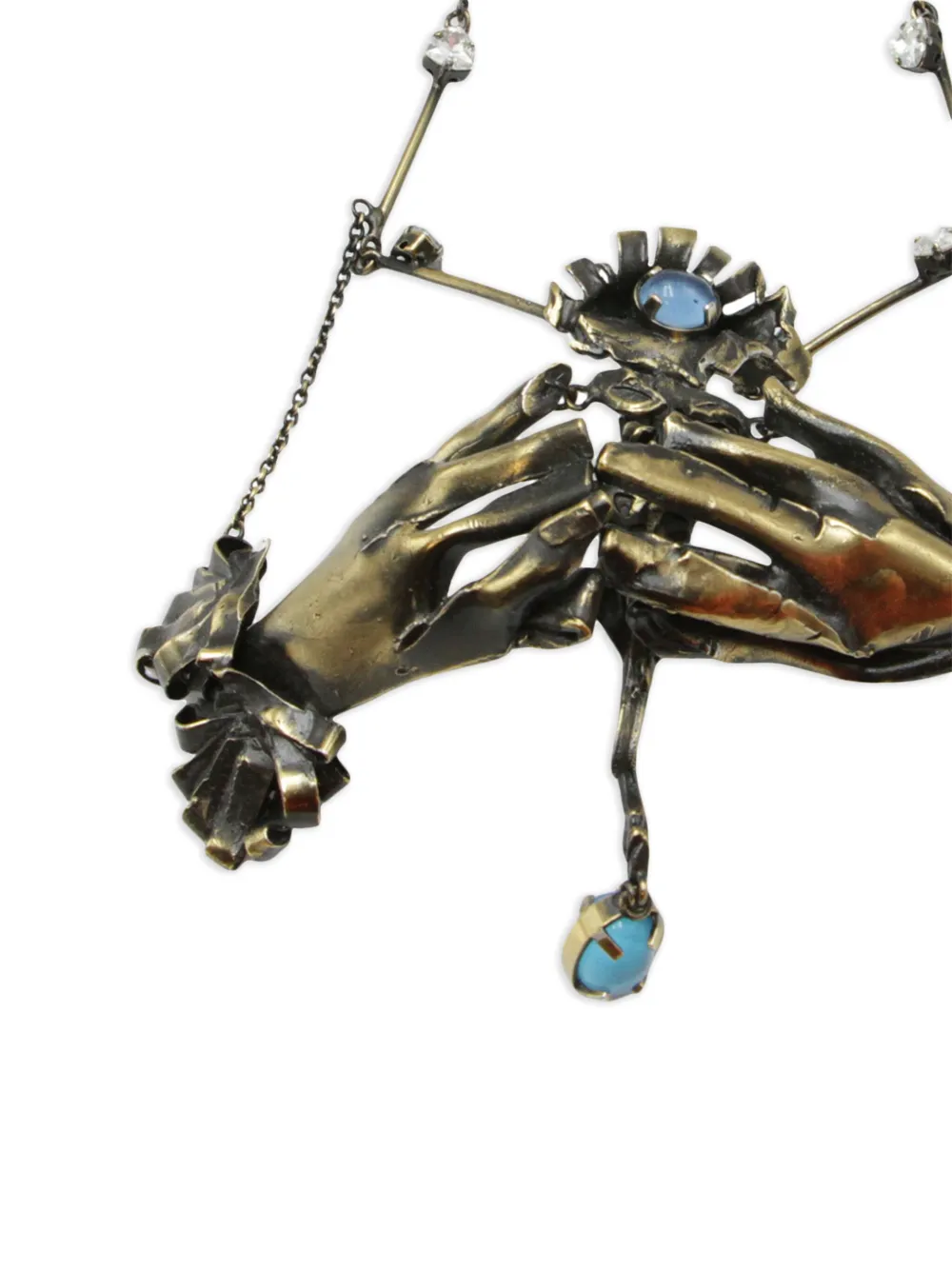 Valentino Garavani hands-detail crystal-embellishment chocker necklaces - Goud