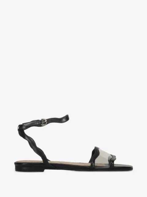 RED(V) wavy-strap transparent sandals
