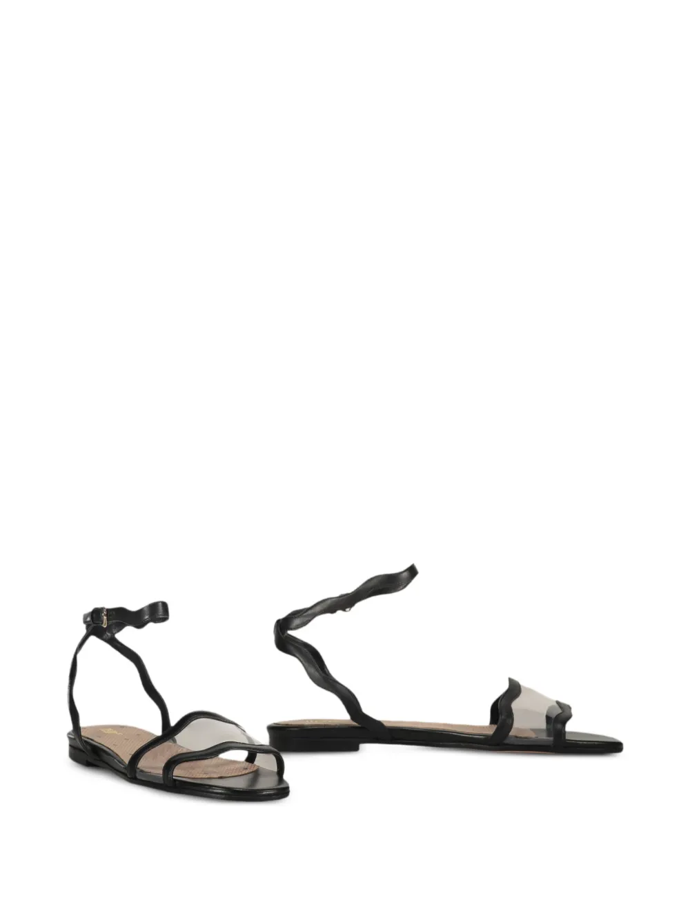 RED(V) wavy-strap transparent sandals Zwart
