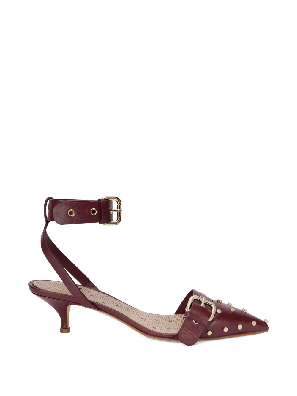RED(V) studded buckle pumps Rood
