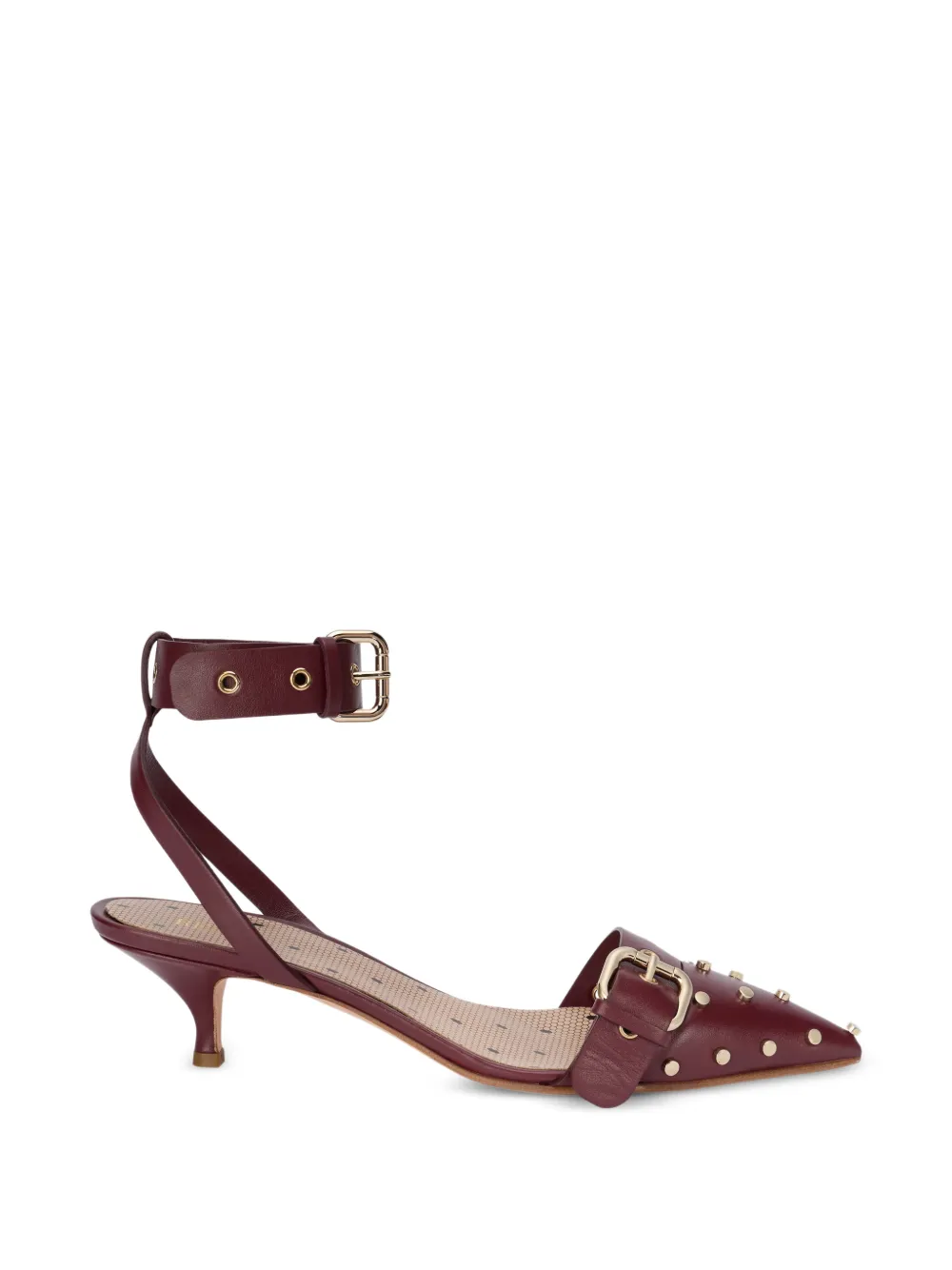 RED(V) studded buckle pumps - Rosso