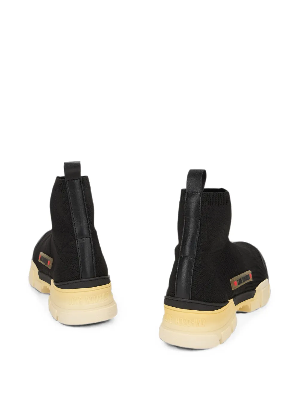Moschino logo-patch sock-design sneakers Zwart