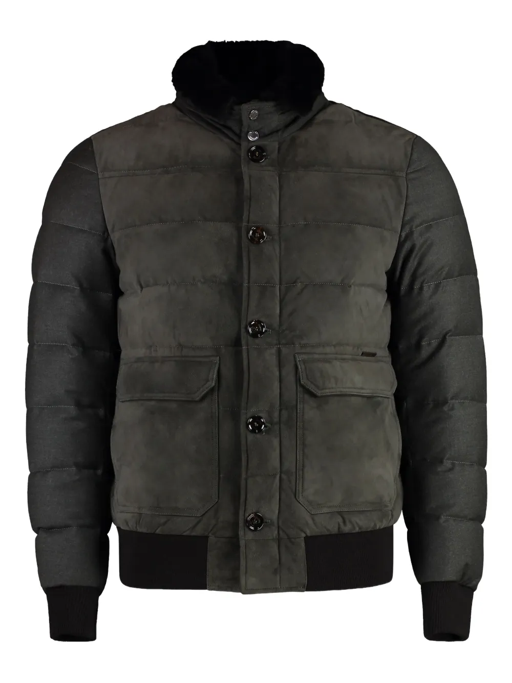 Moorer detachable-collar padded bomber jacket Groen