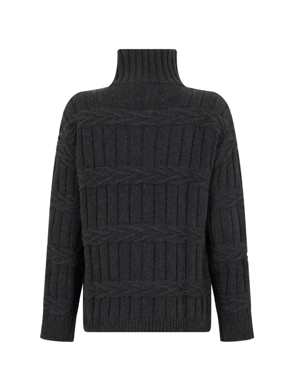 Moorer Grace-Wlb cable-knit roll-neck sweater Grijs