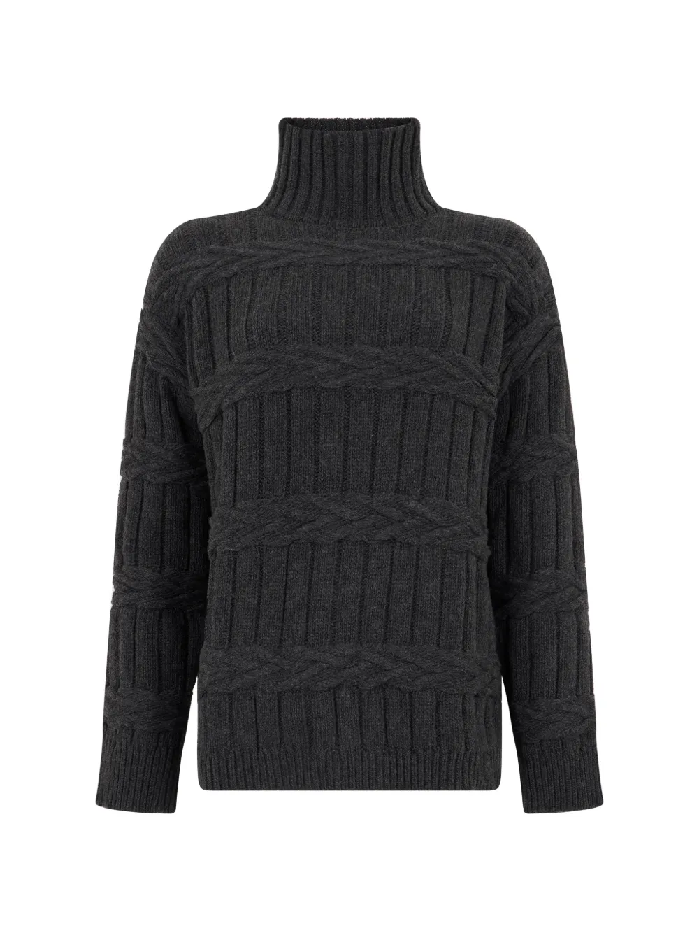 Moorer Grace-Wlb cable-knit roll-neck sweater - Grey