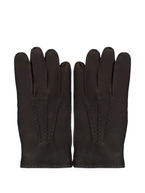 Moorer stitched-detail leather gloves