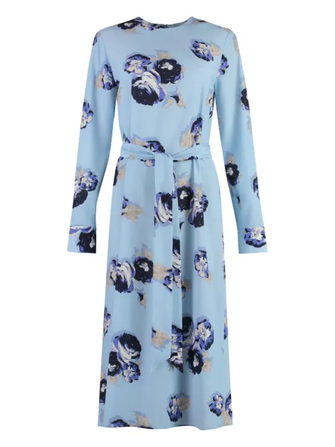 St. John floral-printed long-sleeve dress