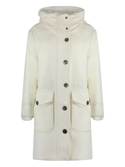 Moorer hooded single-breasted coat