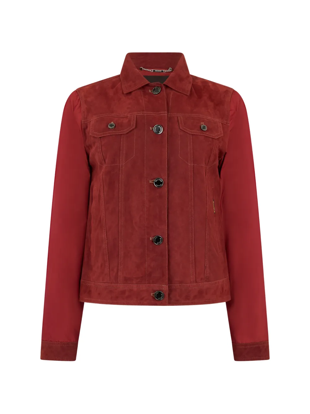 Moorer button suede jacket - Rosso