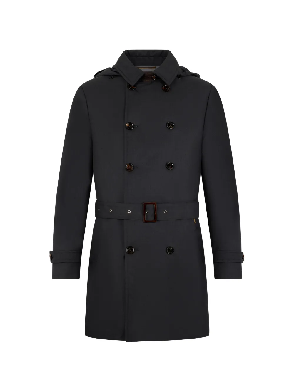 Moorer hooded belted trench coat - Schwarz