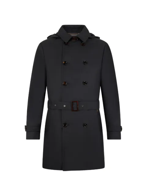 Moorer hooded belted trench coat