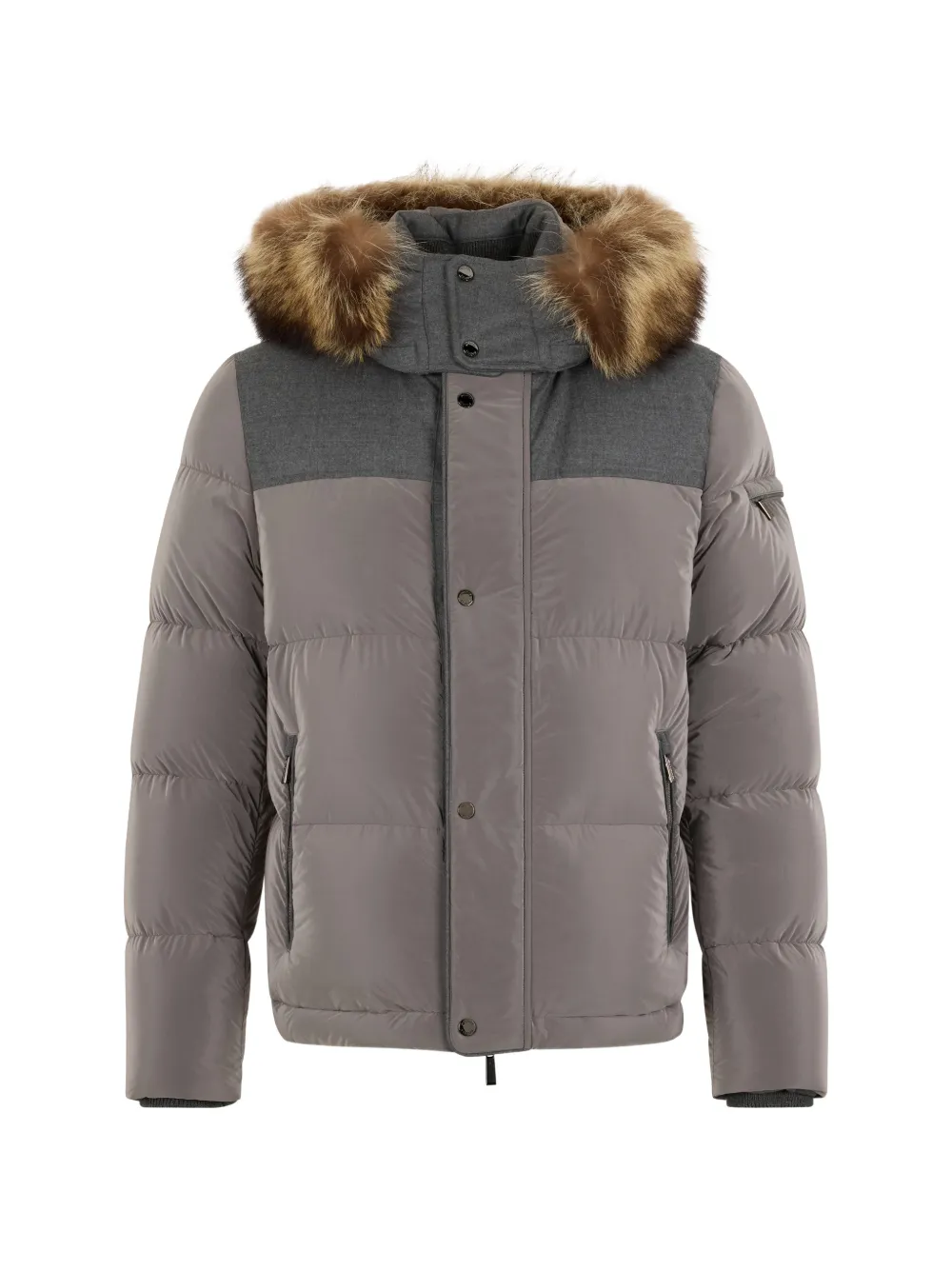 Moorer textured-trimmed padded jacket - Grey