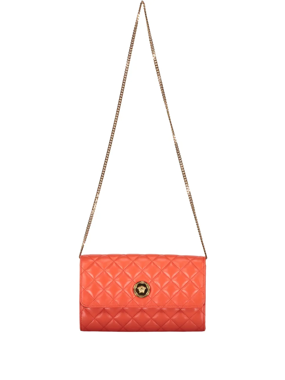 Versace Leather Crossbody Bag In 橘色
