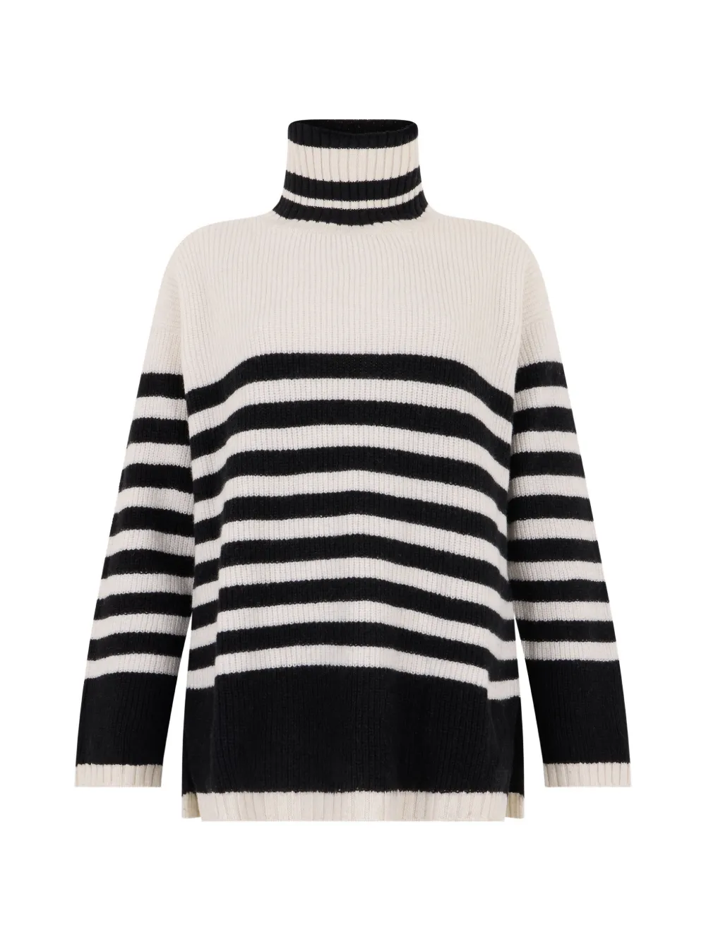 Moorer Vera-Slx striped roll-neck sweater - White
