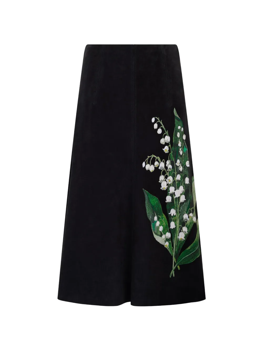 Valentino Garavani floral-print A-line skirt - Nero