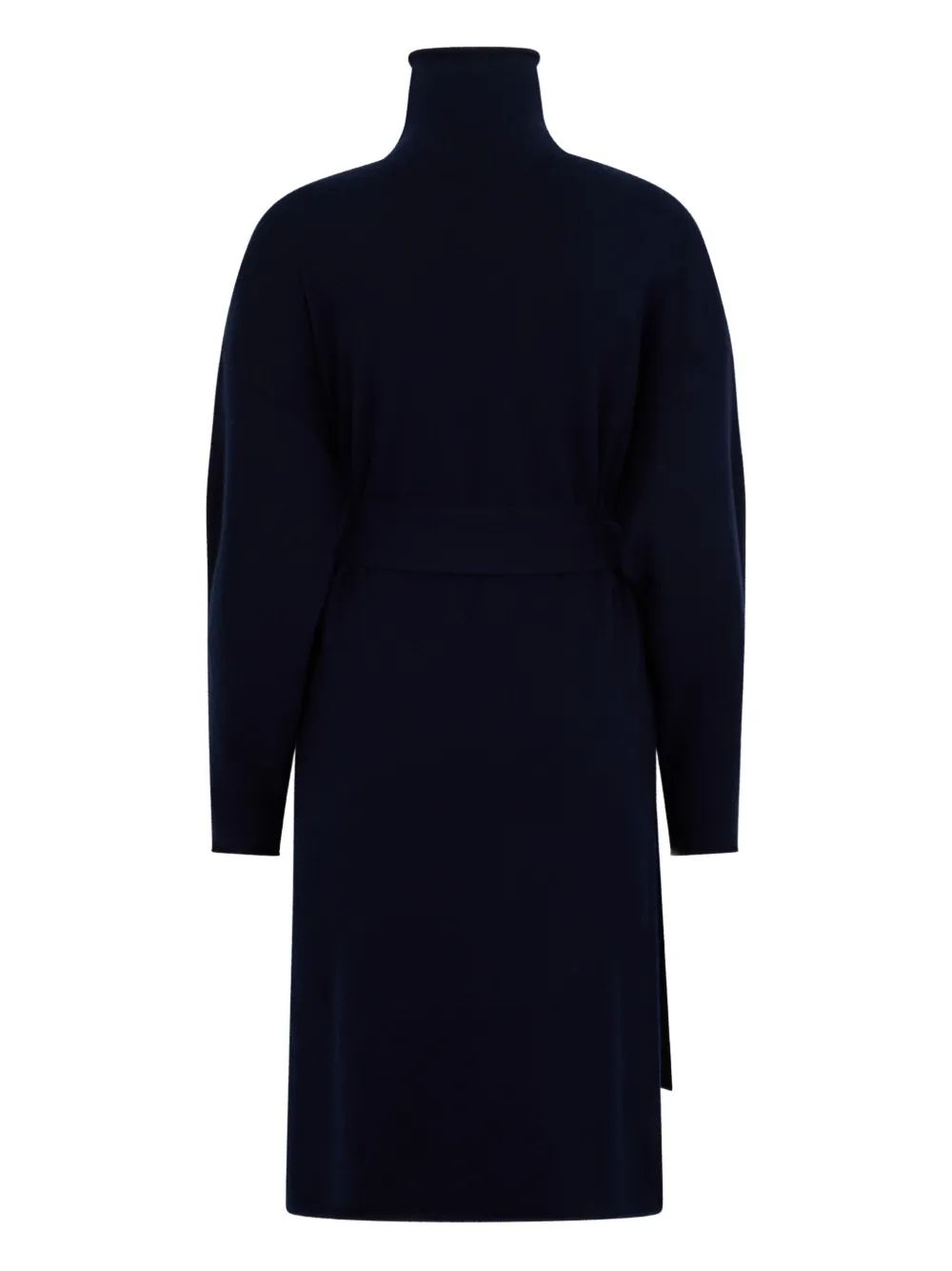 Malo belted roll-neck dress - Blauw