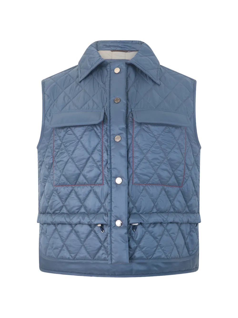 Moorer Quilted Drawstring Gilet In Blue