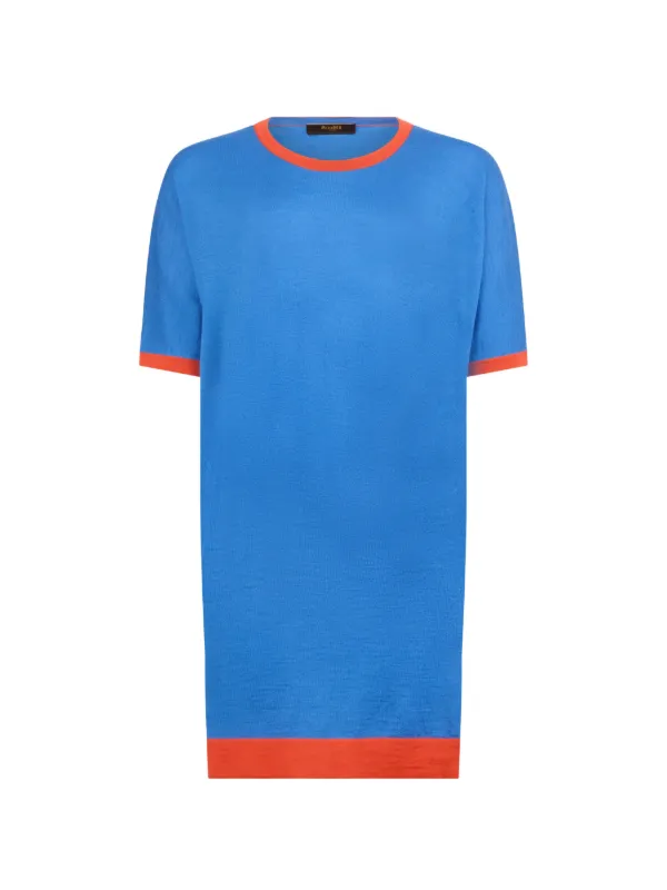 Moorer Crew-neck Midi T-shirt Dress in Blue